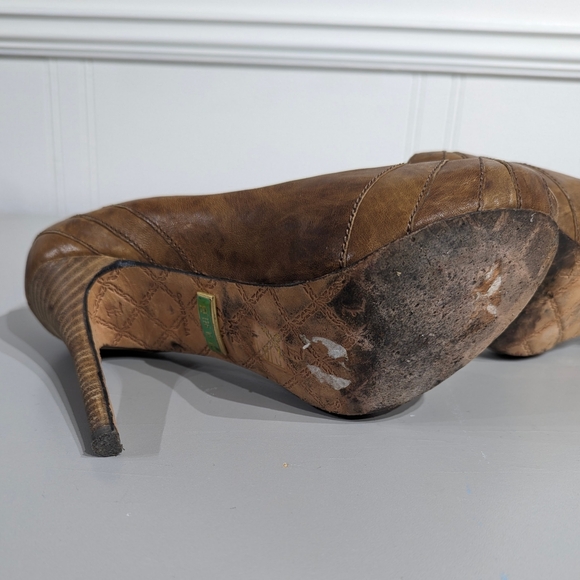 L.A.M.B brown leather peeptoe stilletto - Picture 4 of 12